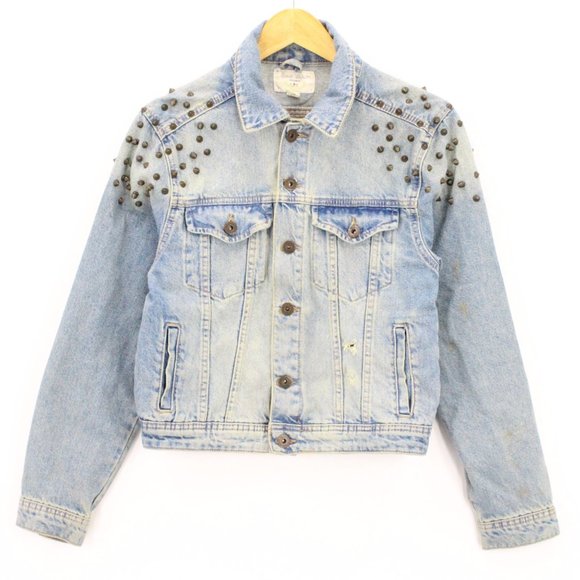 Pull & Bear Denim Jacket Women's Casual Blue Light Washed Button Front Small S - Picture 1 of 9